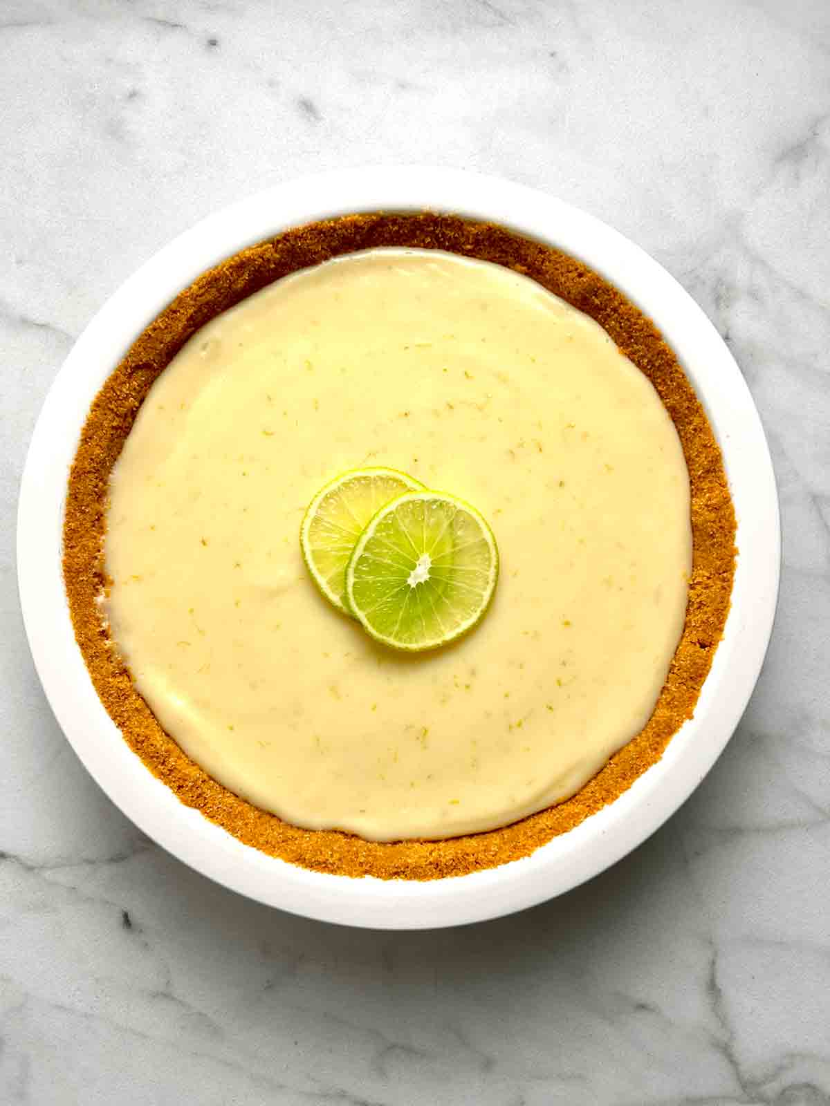 overhead shot of key lime pie.