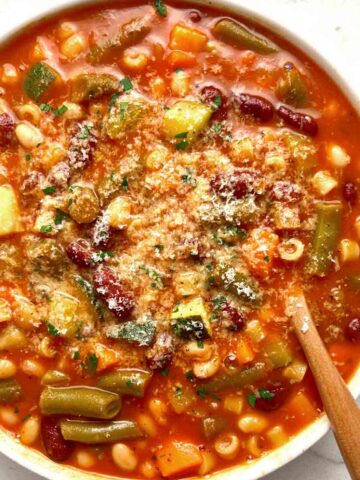 bowl of minestrone soup.