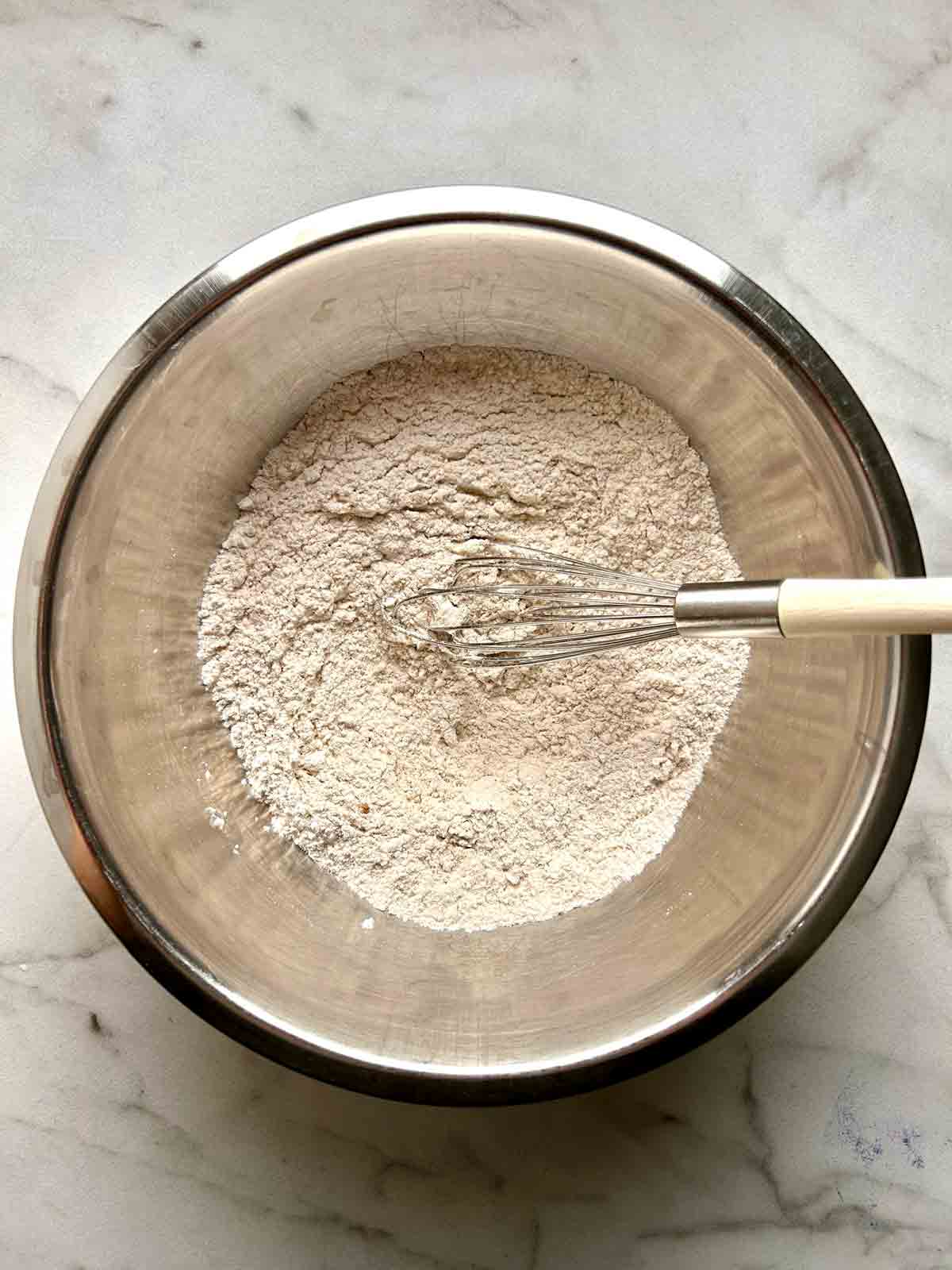 dry mixture whisked in bowl.