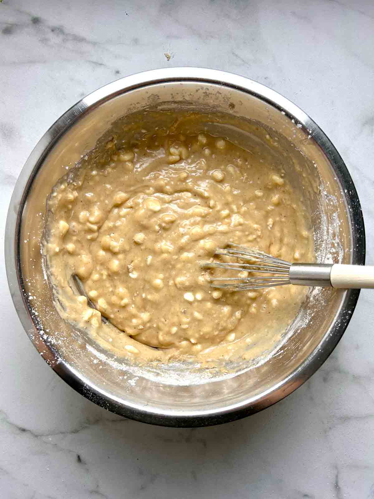 batter whisked in bowl.