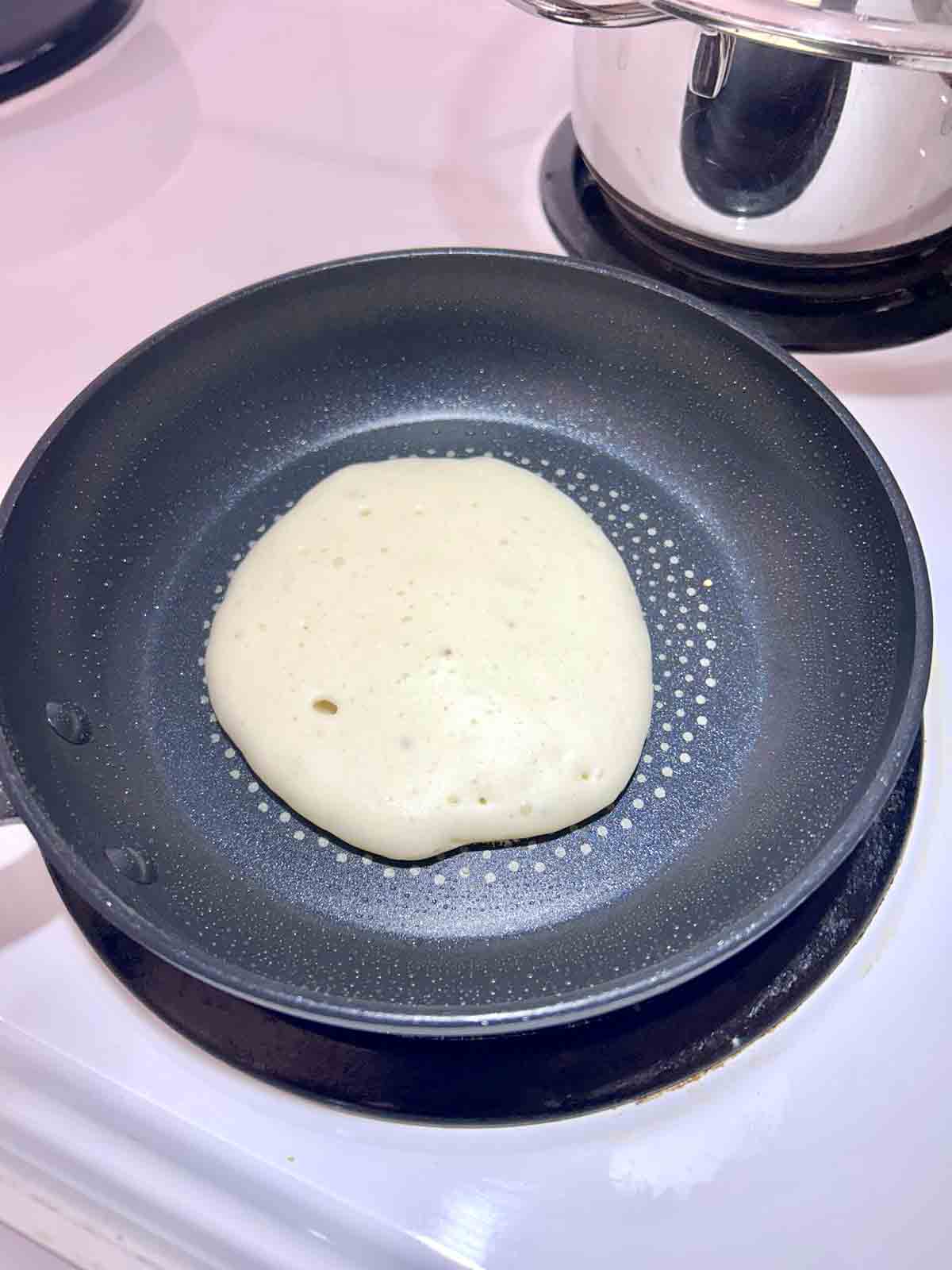 batter scooped into pan.