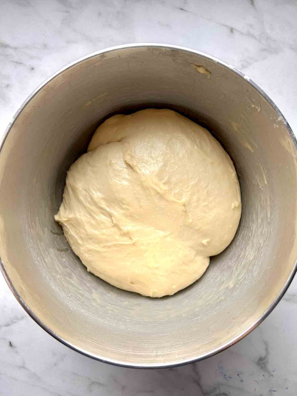 dough doubled in size after first rise.