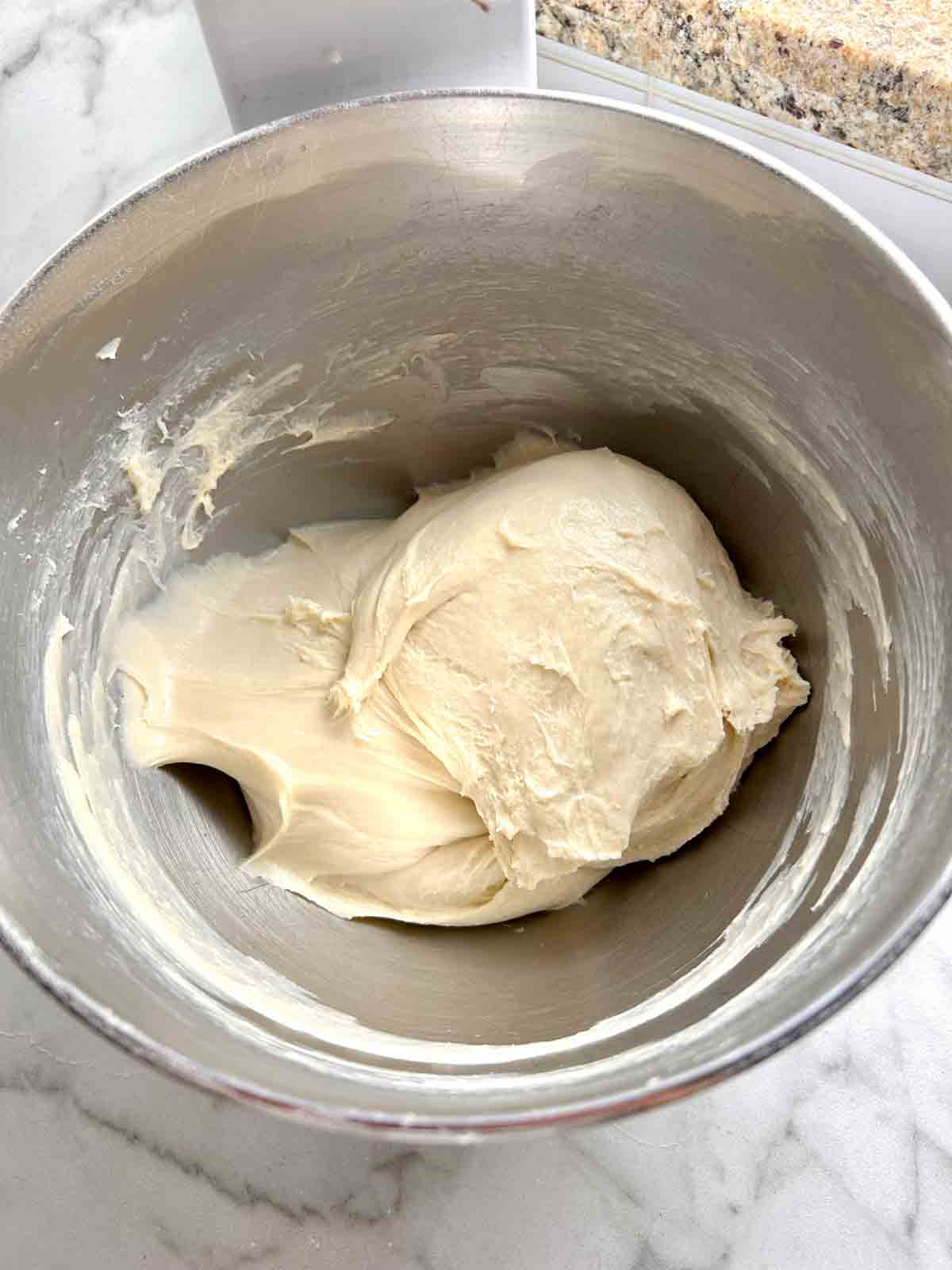 dough after being kneaded in stand mixer.