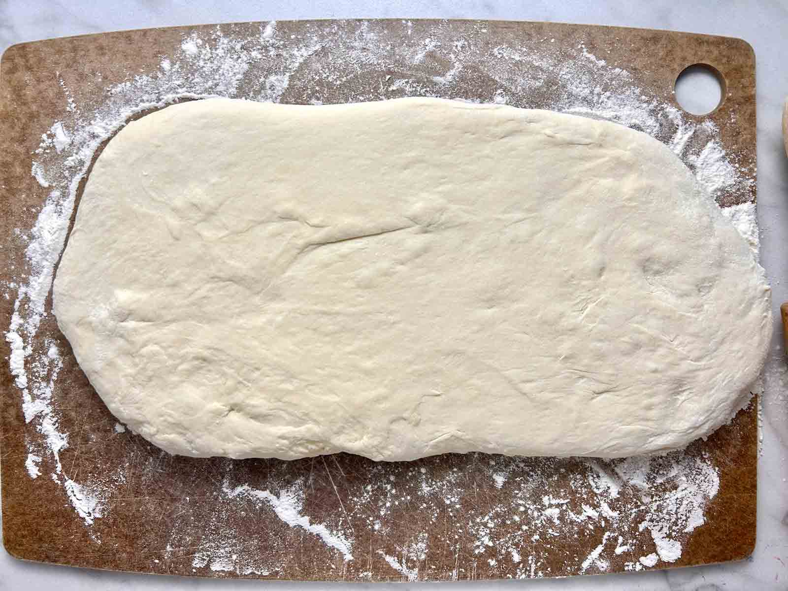 dough rolled into rectangle.