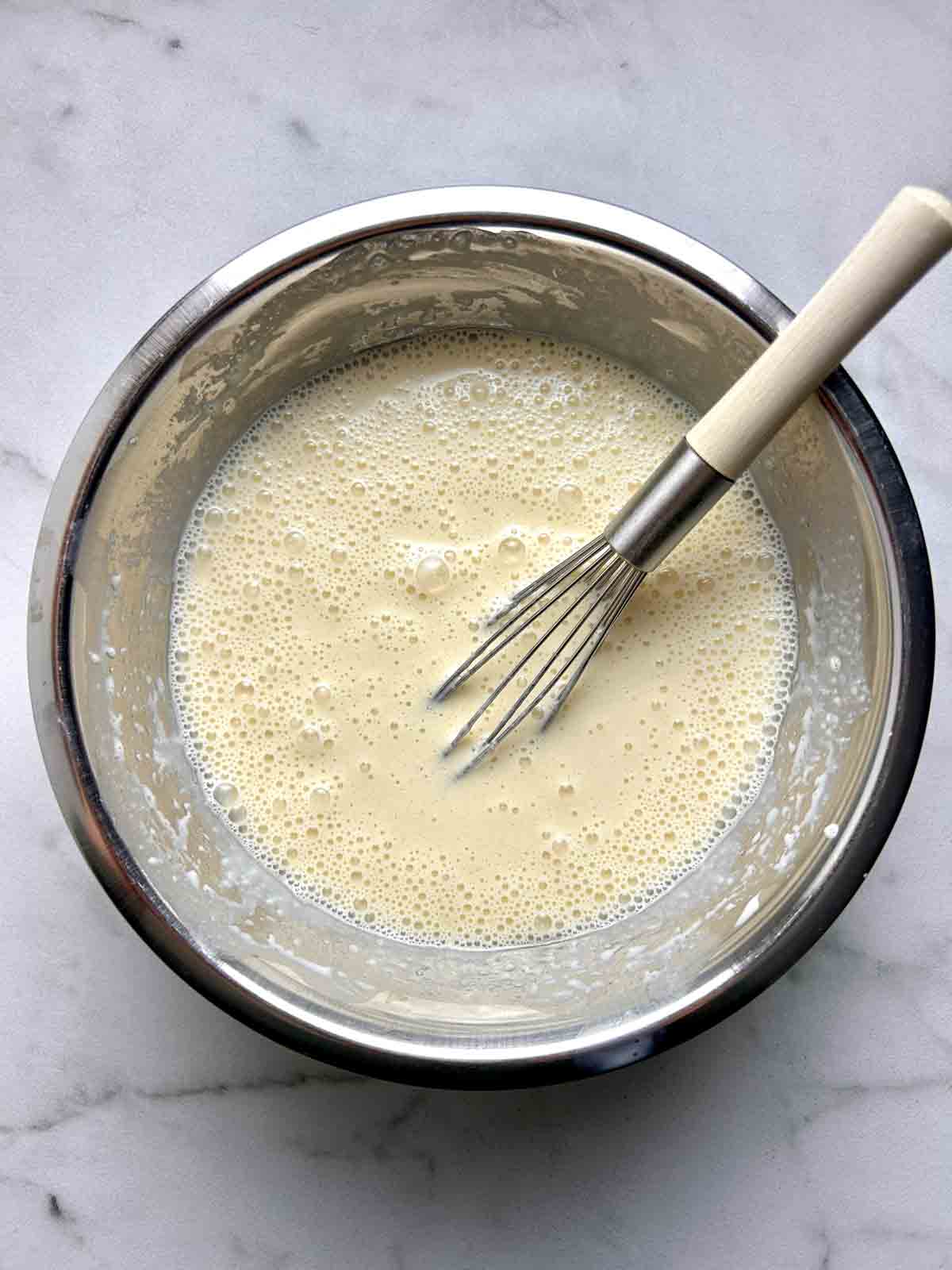 wet ingredients whisked together.