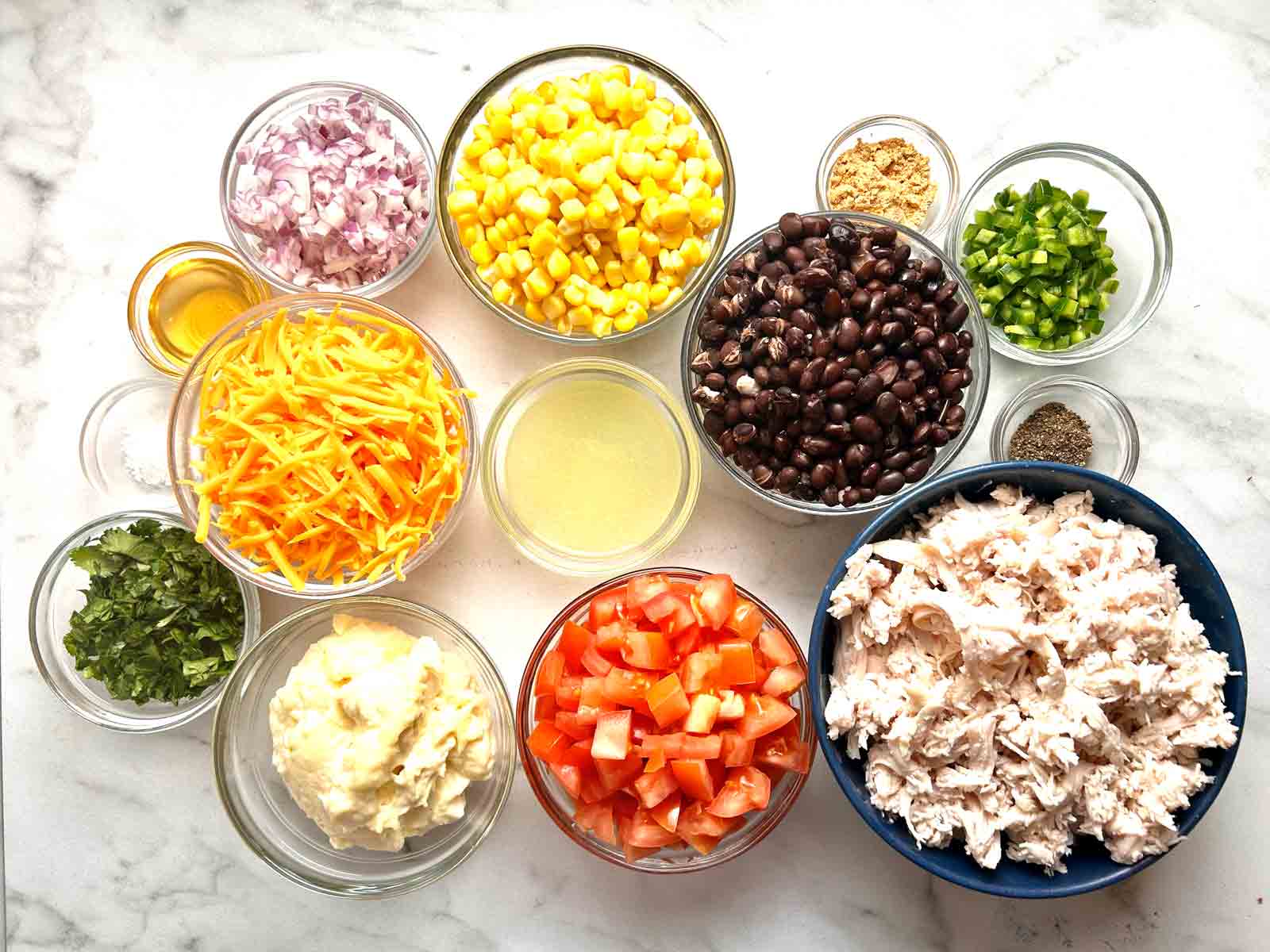 ingredients prepped in bowls.
