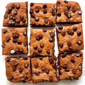 sweet potato brownies cut into slices.