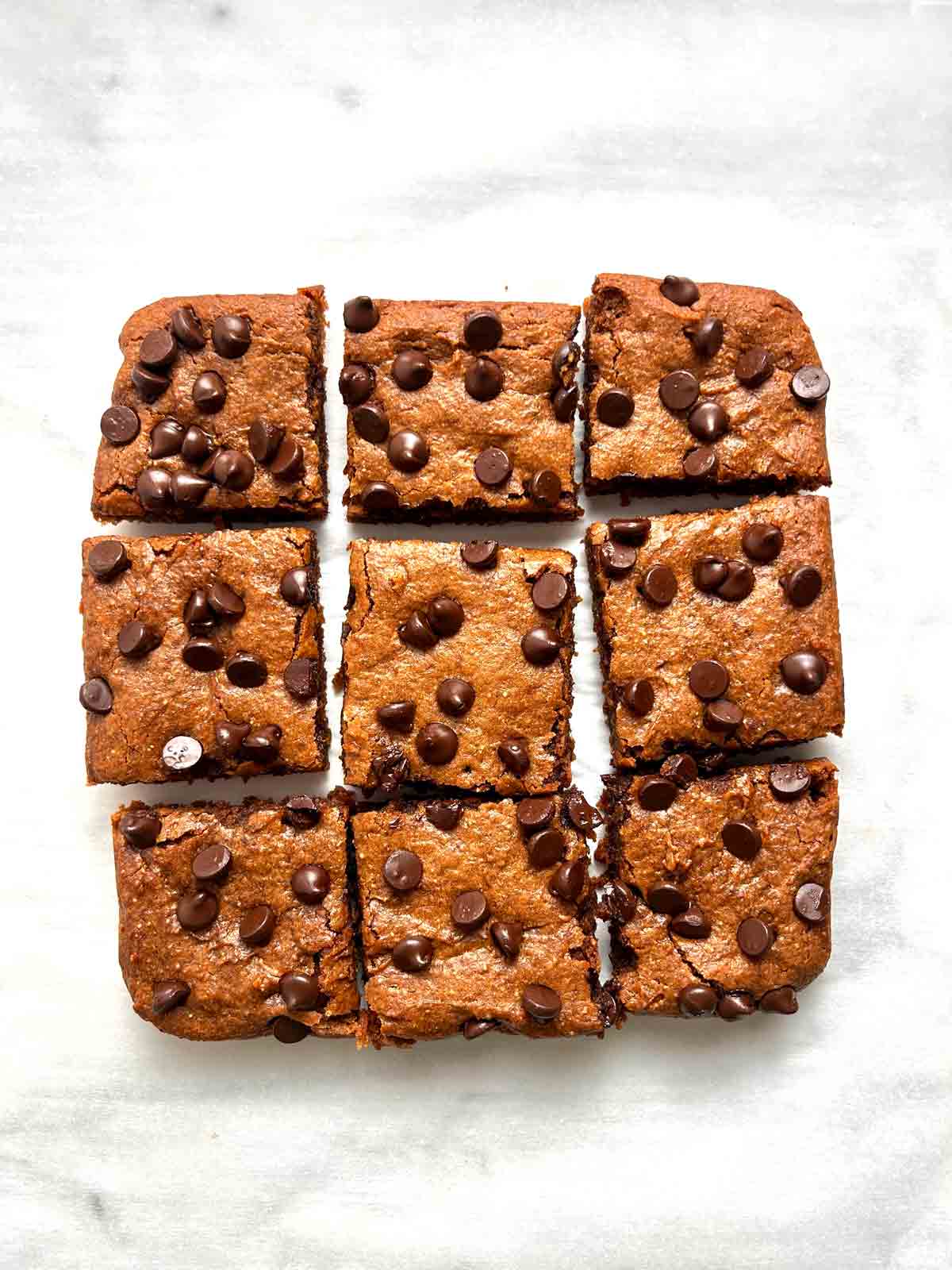 sweet potato brownies cut into slices.