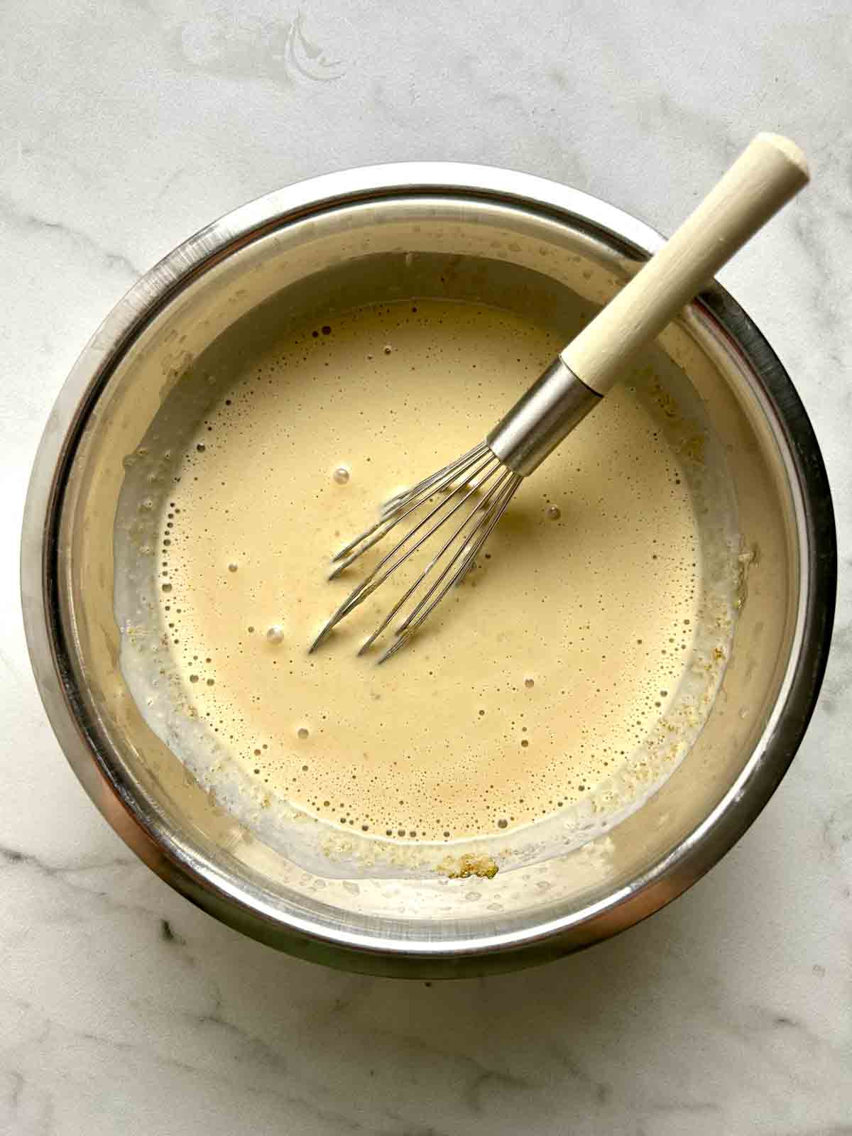 buttermilk stirred into wet mixture.