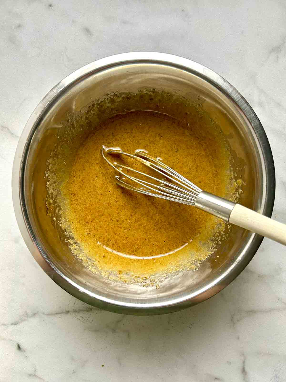 wet mixture combined in bowl.