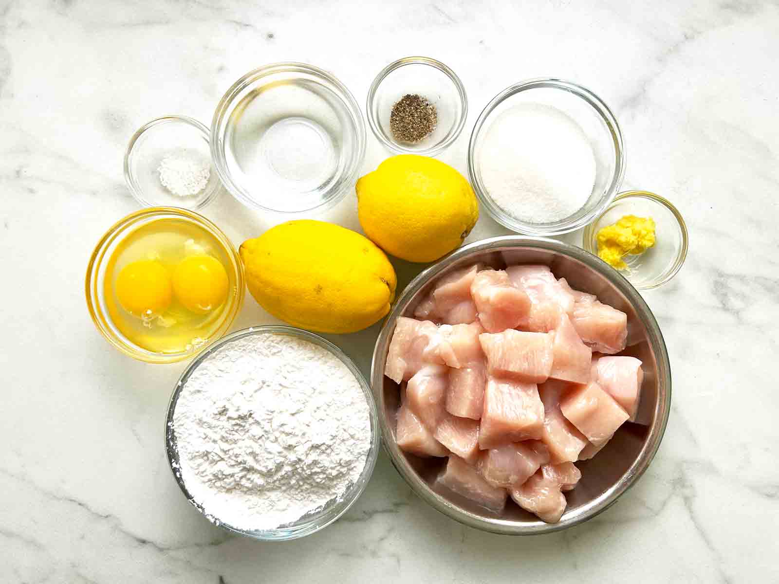 ingredients prepped in bowls.
