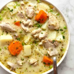 bowl of creamy chicken stew.
