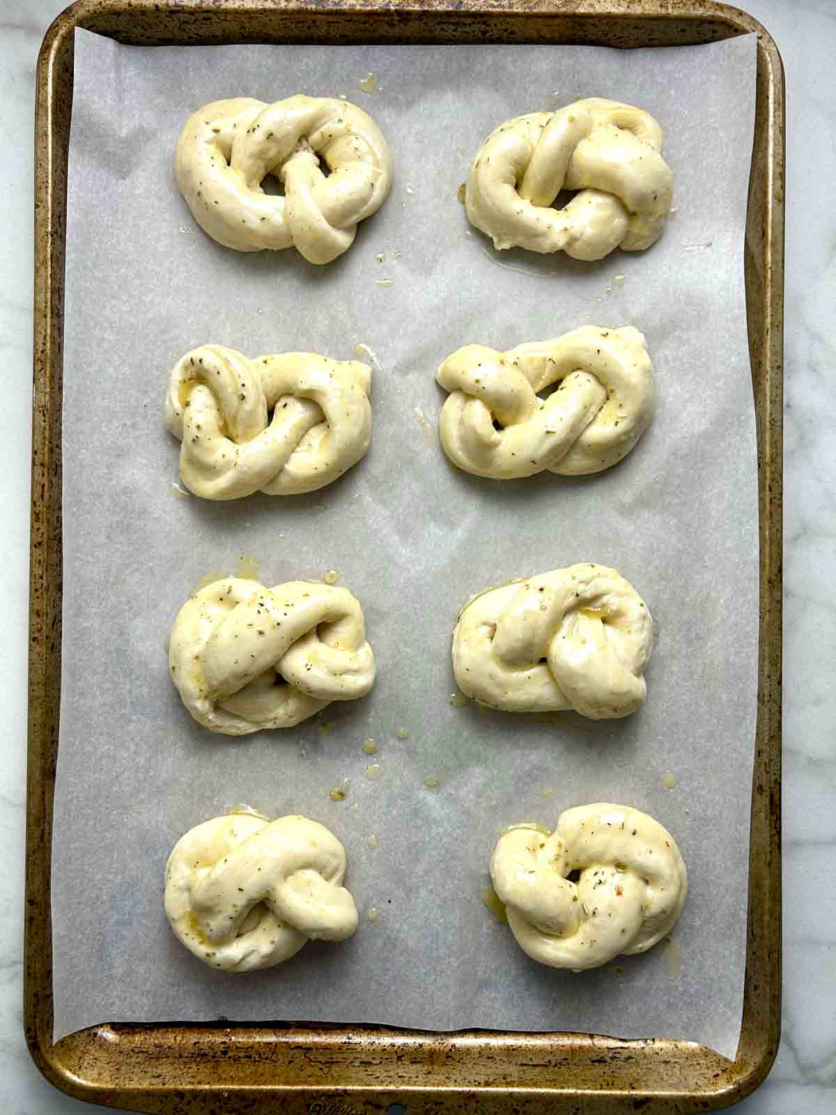 knots after second rise.