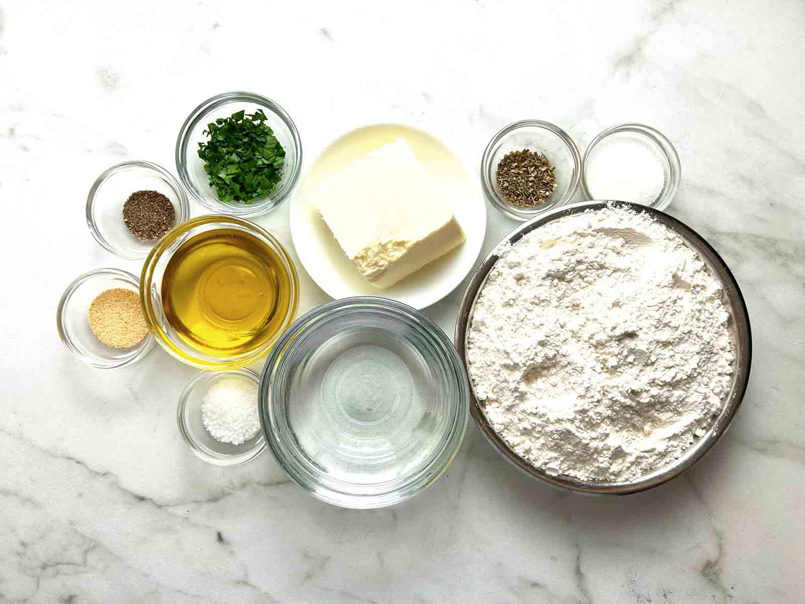 ingredients prepped in bowls.