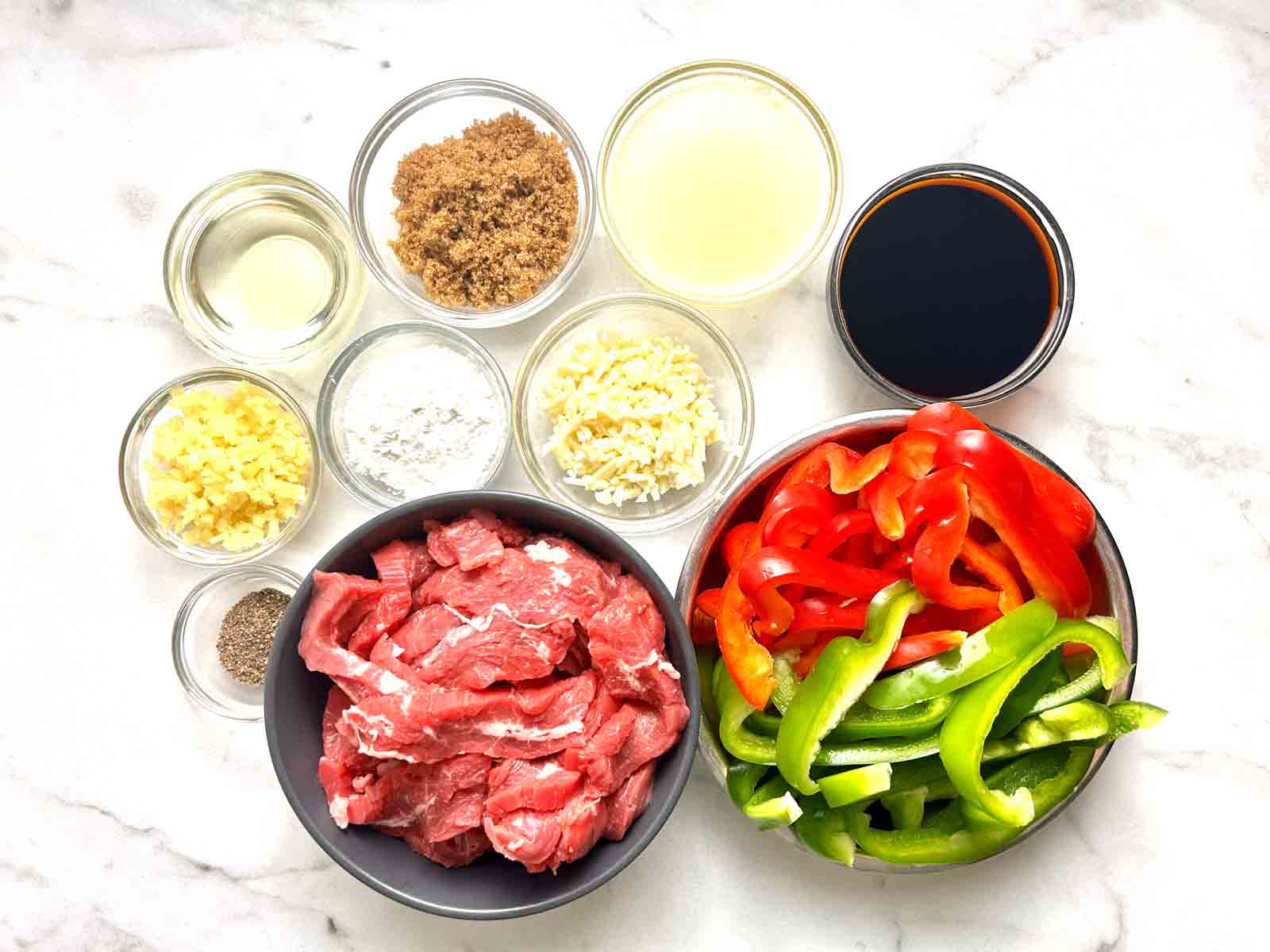 ingredients prepped in bowls.