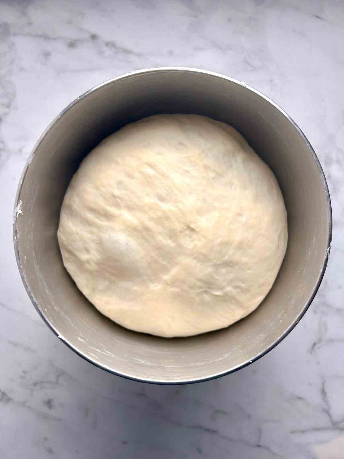 dough after first rise; doubled in size.