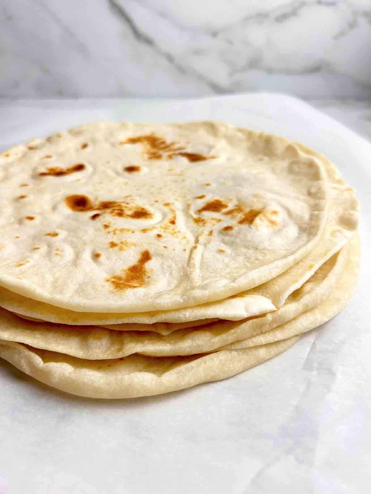 stack of sourdough tortillas.