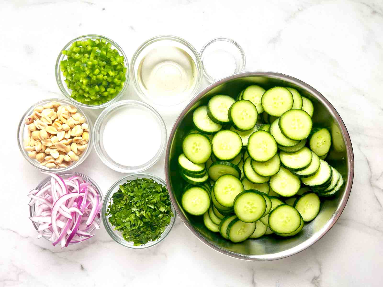 ingredients prepped in bowls.