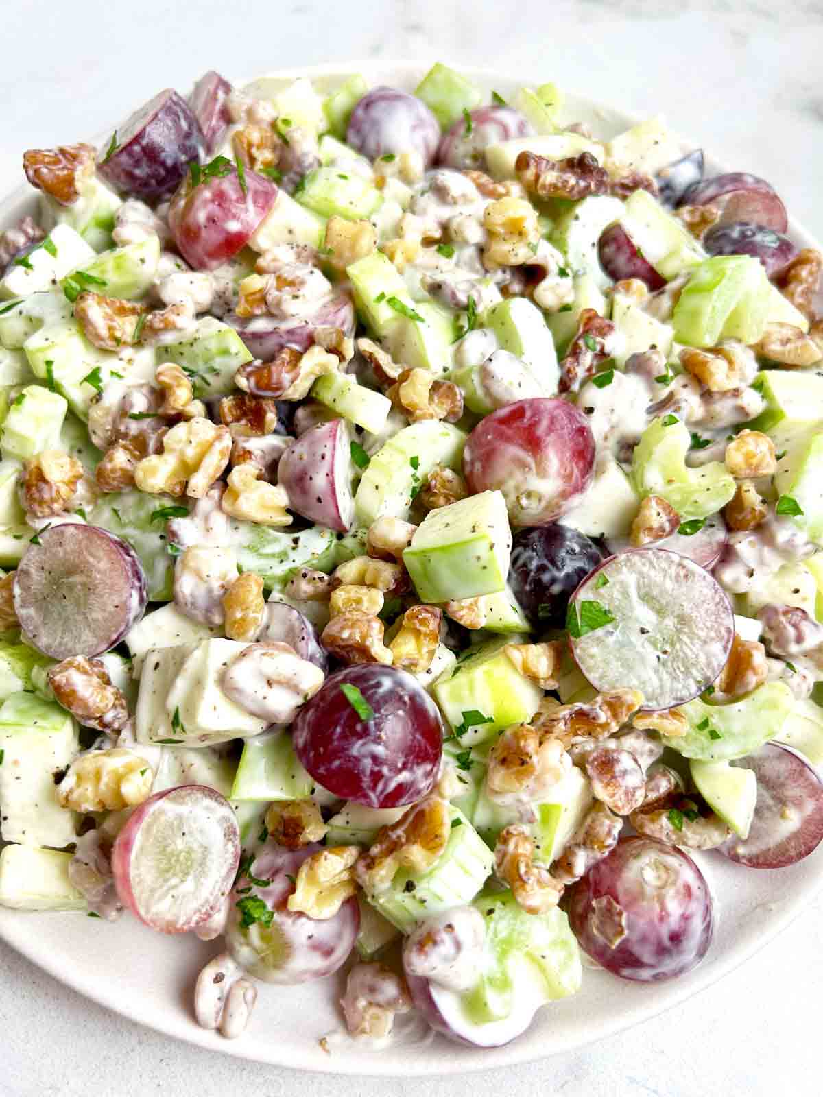 close up of Waldorf salad.