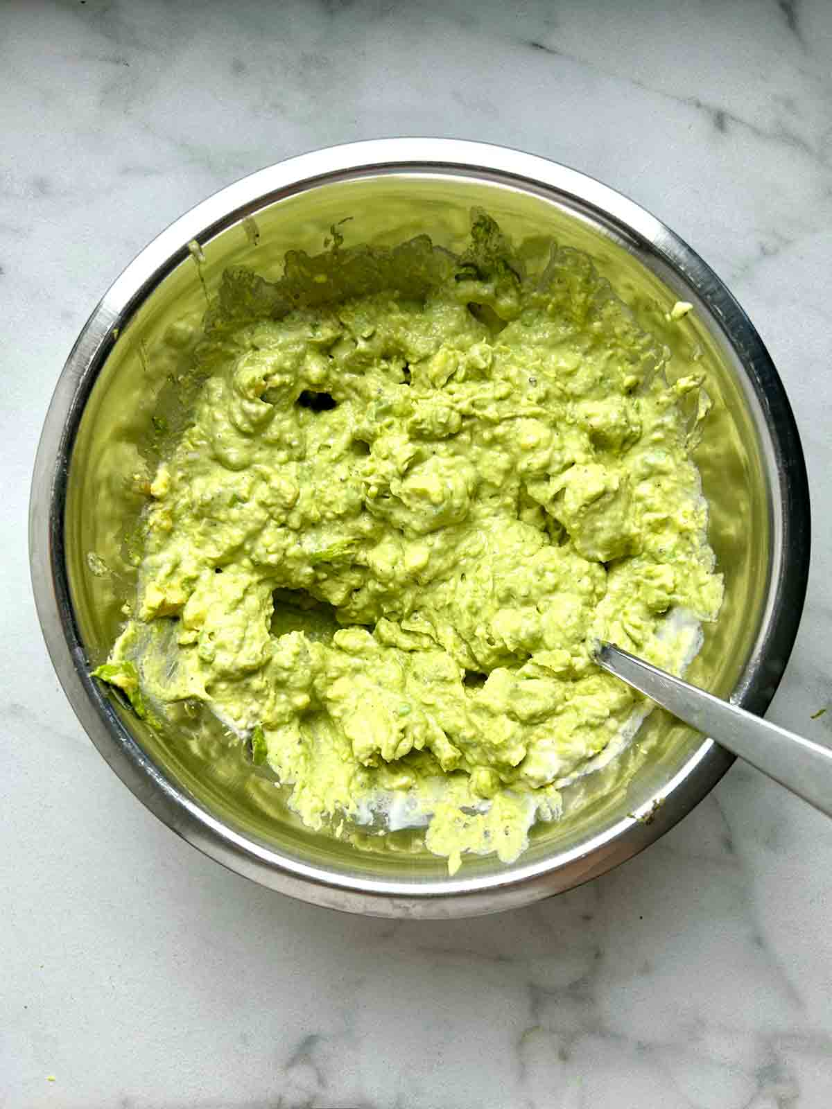 avocados mashed into yolks.