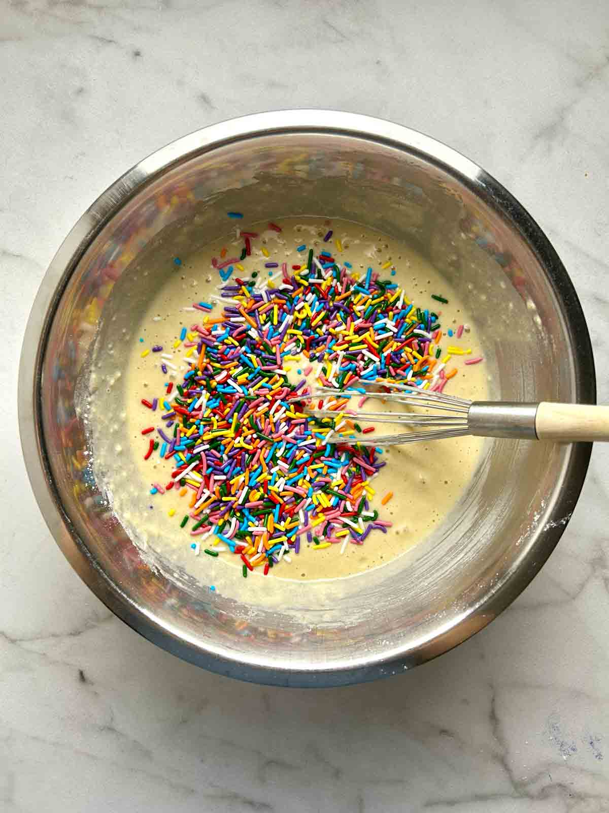 sprinkles added on top of batter.