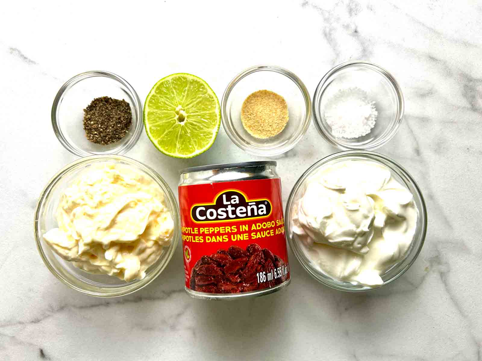 ingredients prepped in bowls.