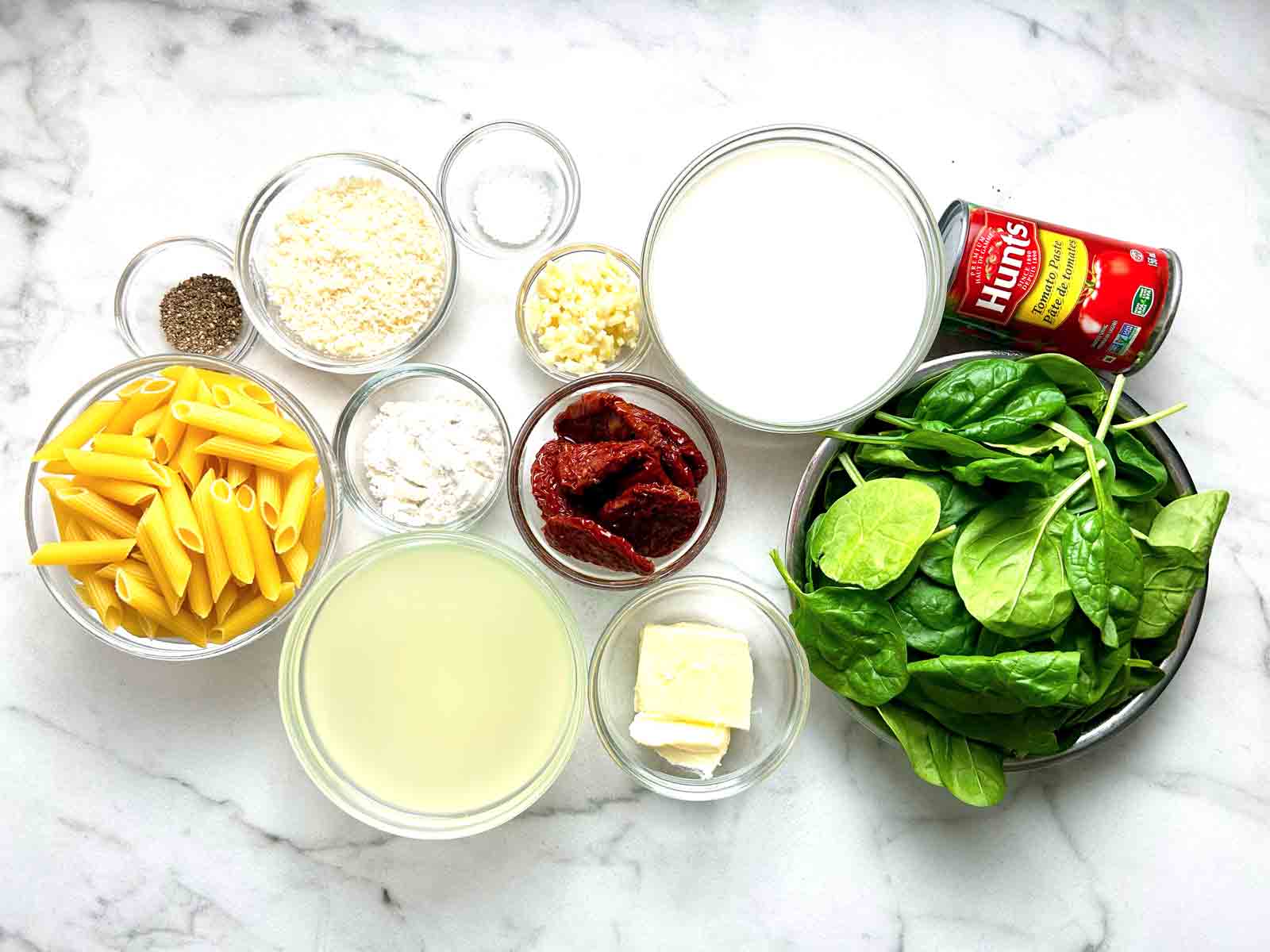 ingredients prepped in bowls.
