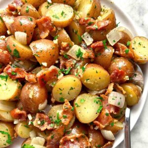close up of German potato salad.