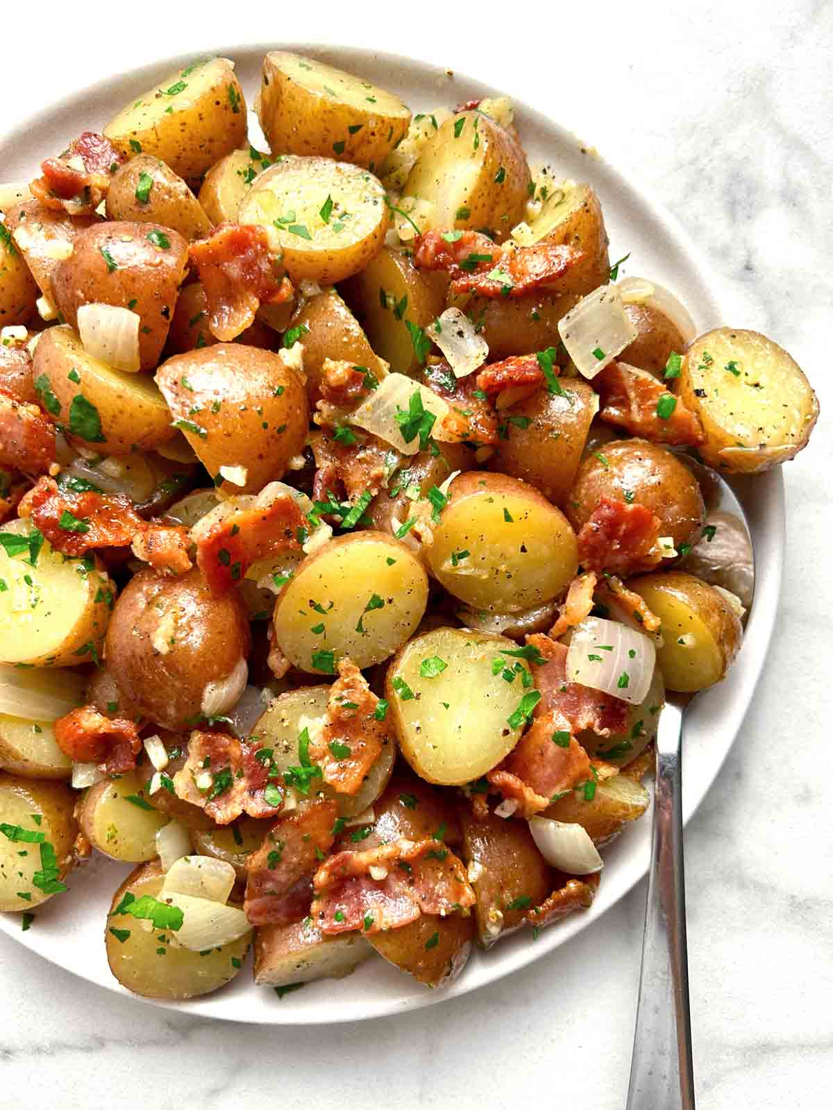 close up of German potato salad.