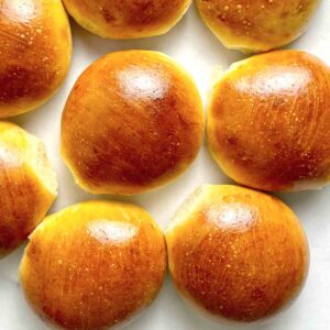 close up of hamburger buns.