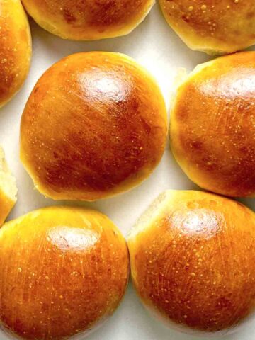 close up of hamburger buns.
