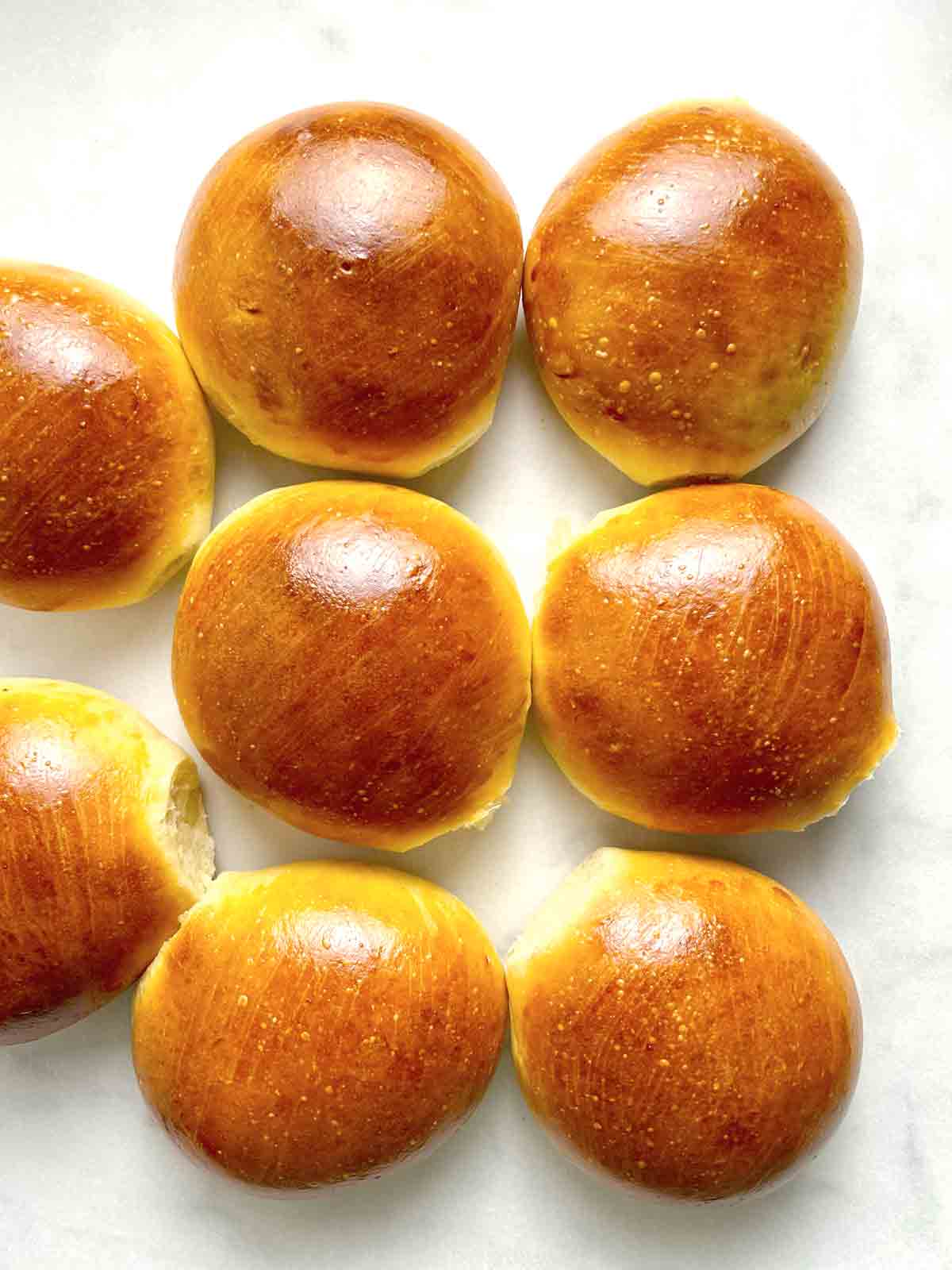 close up of hamburger buns.