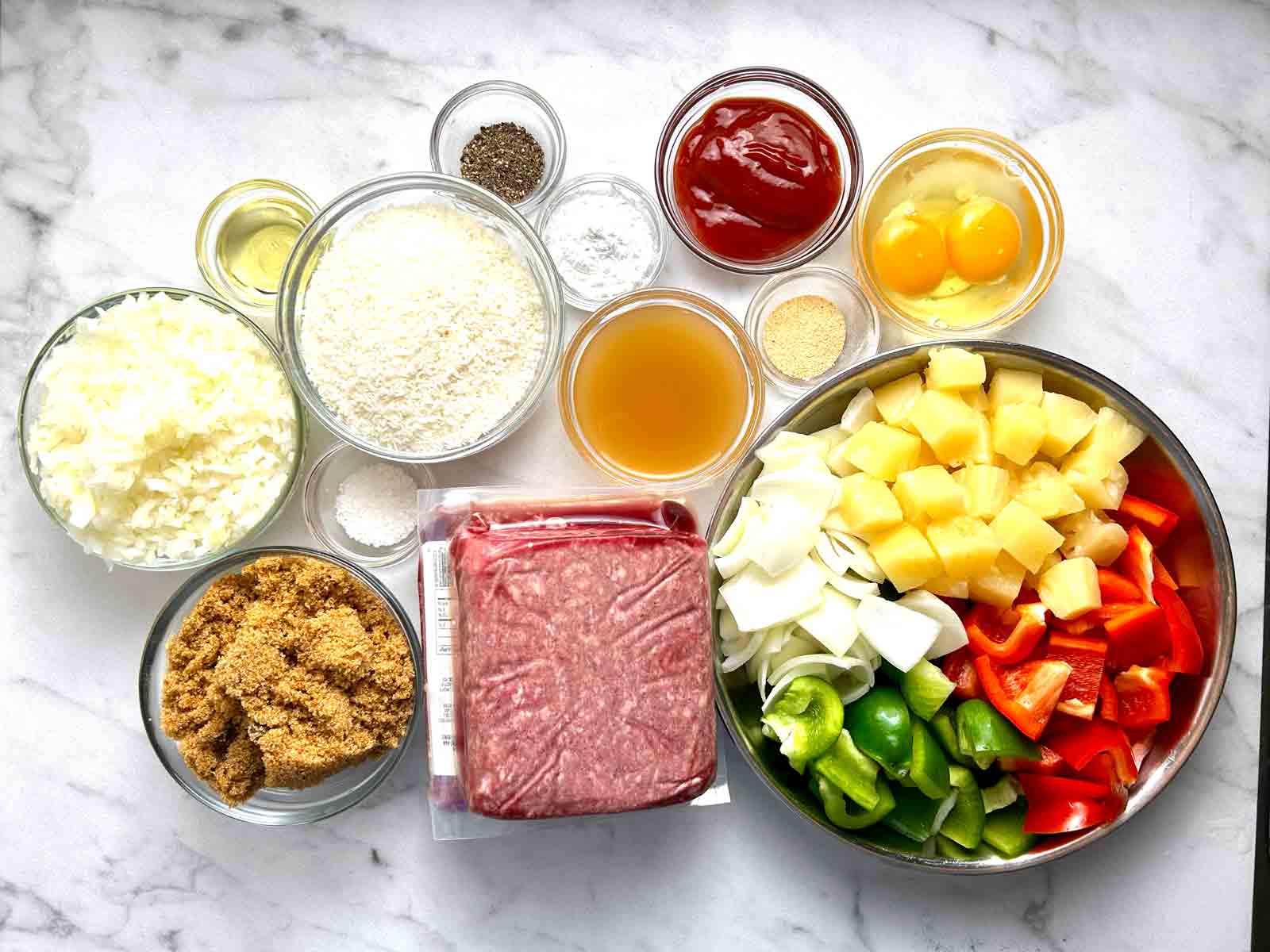 ingredients prepped in bowls.