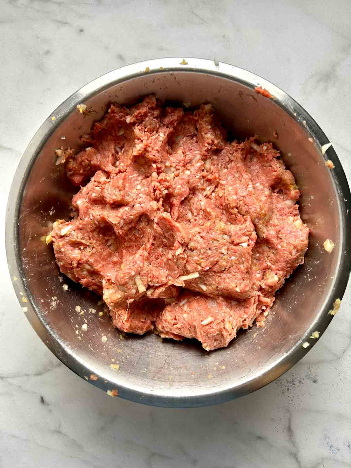 meatball mixture in bowl.