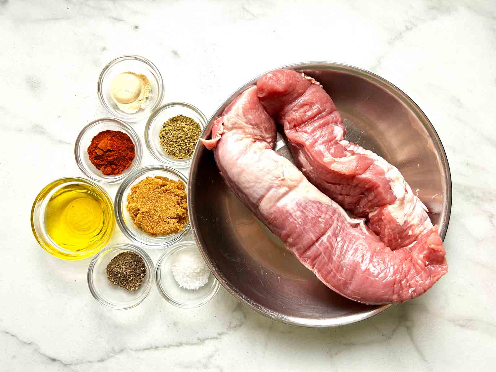 ingredients prepped in bowls.