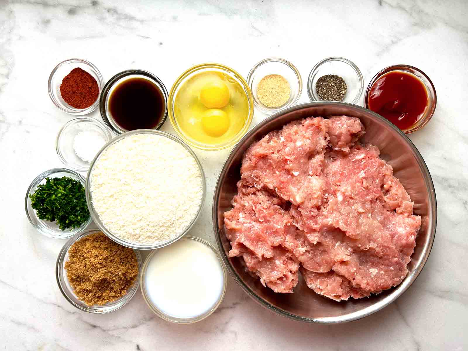 ingredients prepped in bowls.