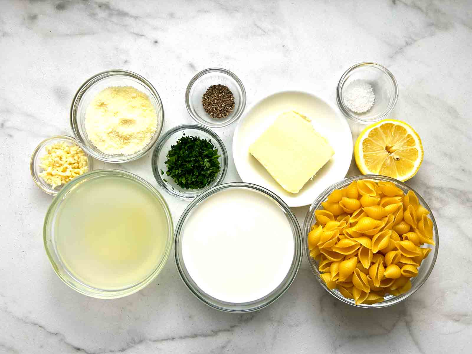 ingredients prepped in bowls.