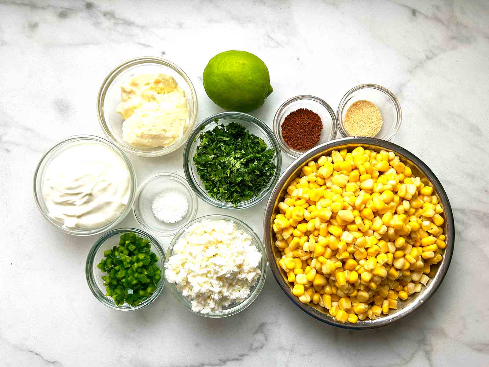 ingredients prepped in bowls.