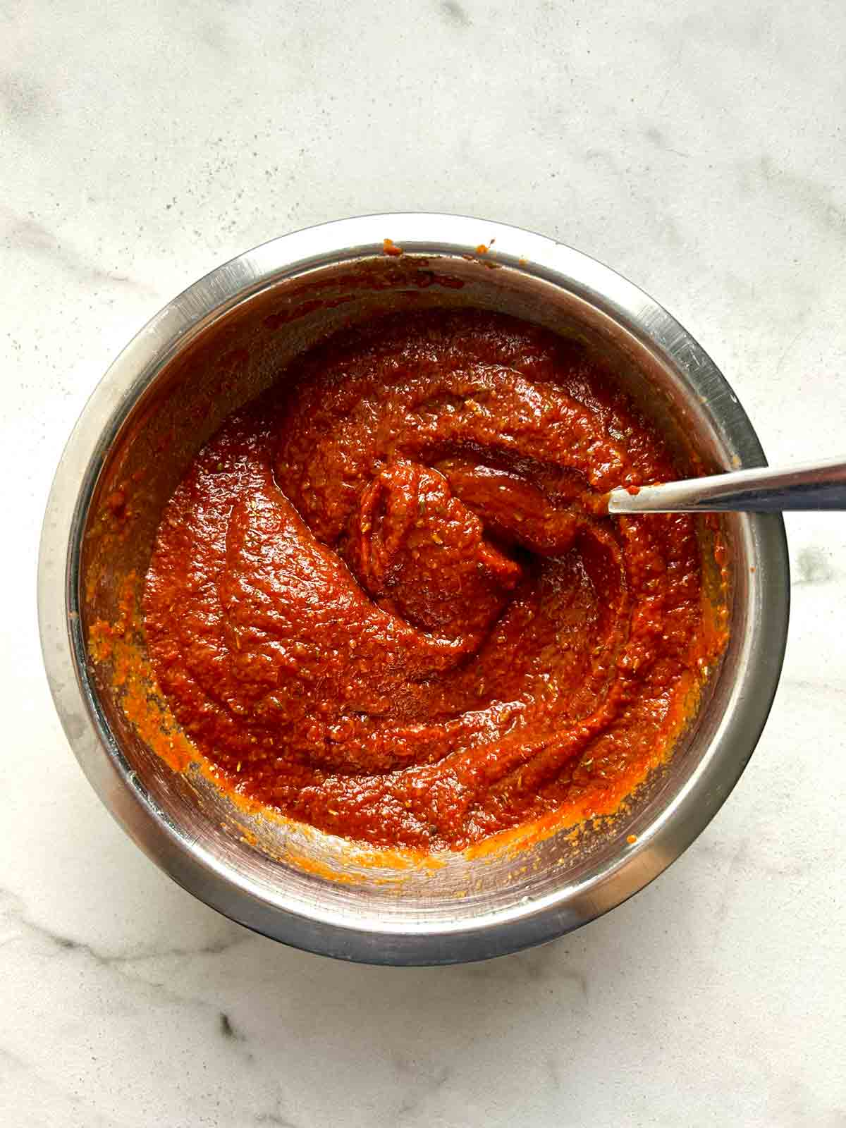 ingredients stirred together in bowl.