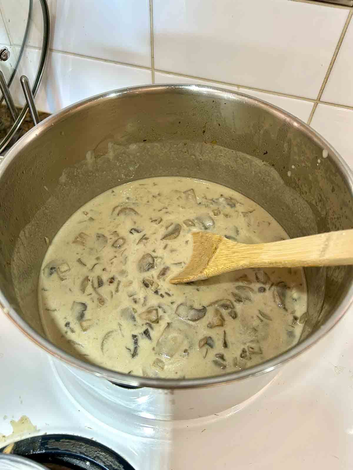 sour cream stirred into beef broth.