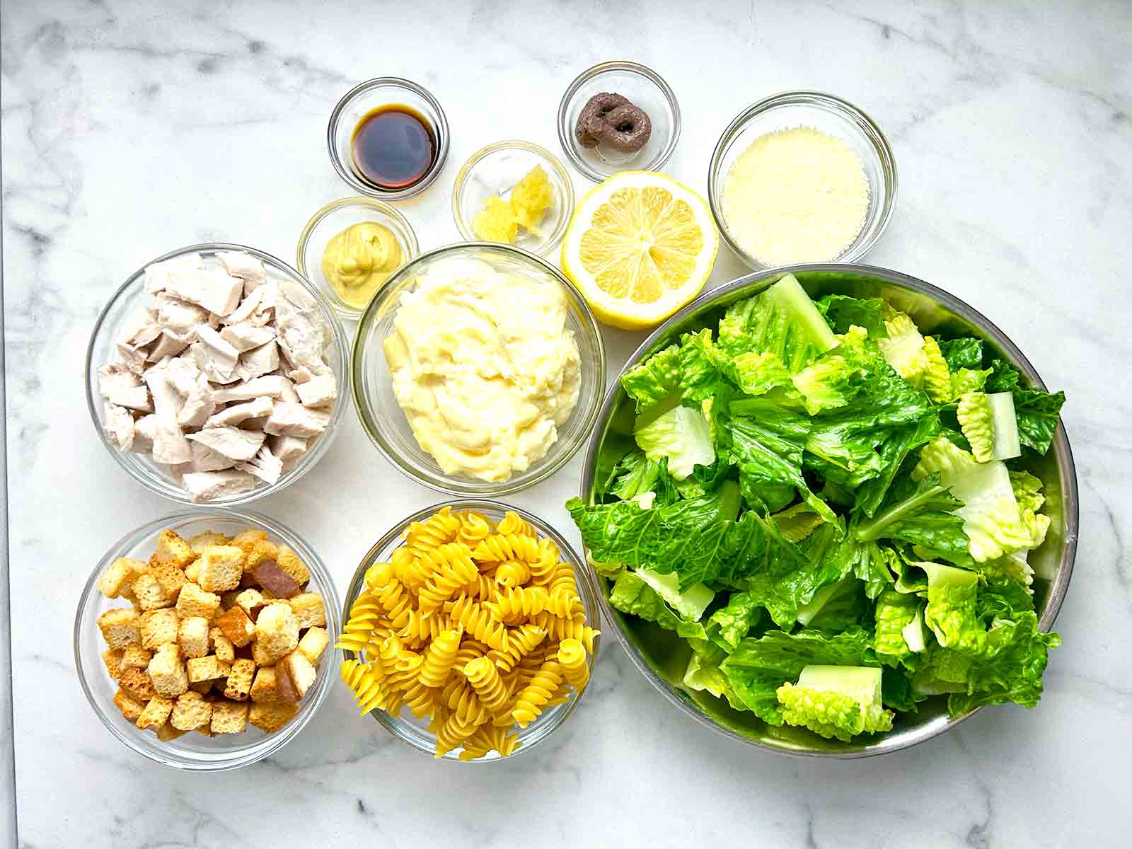 ingredients prepped in bowls.