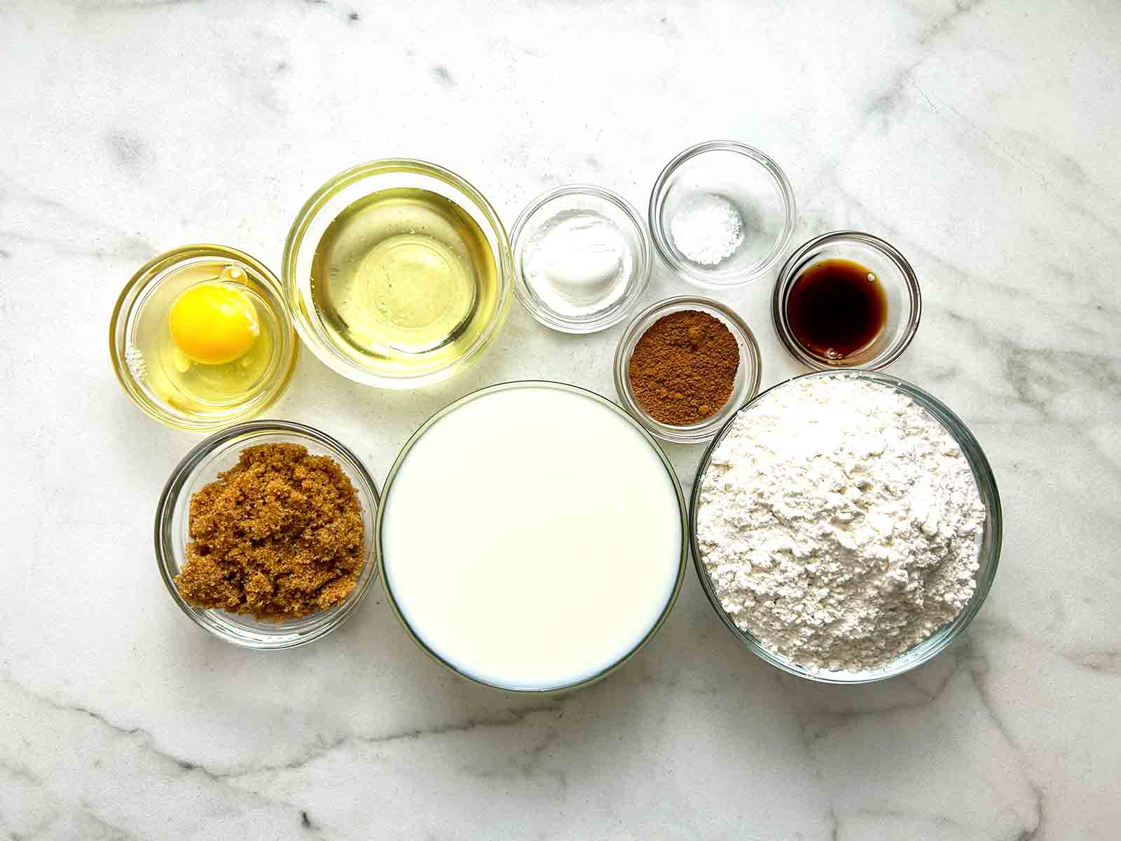 ingredients for cinnamon brown sugar pancakes.
