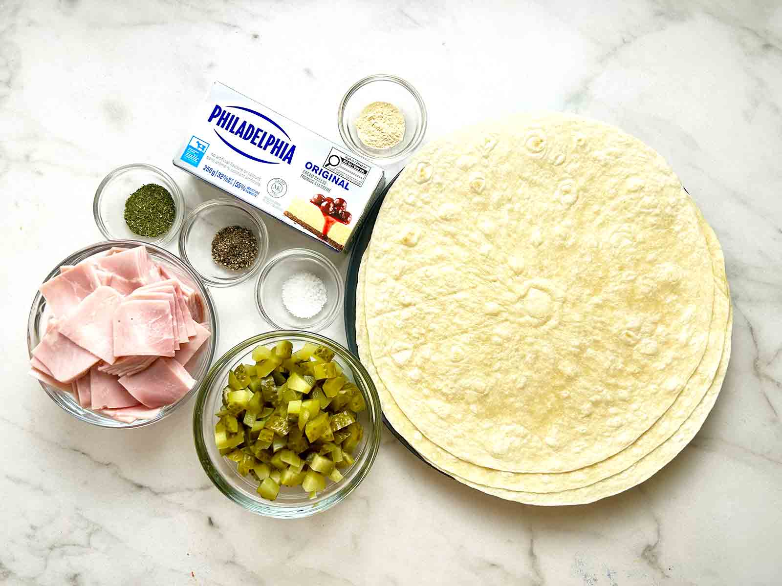 ingredients prepped in bowls.