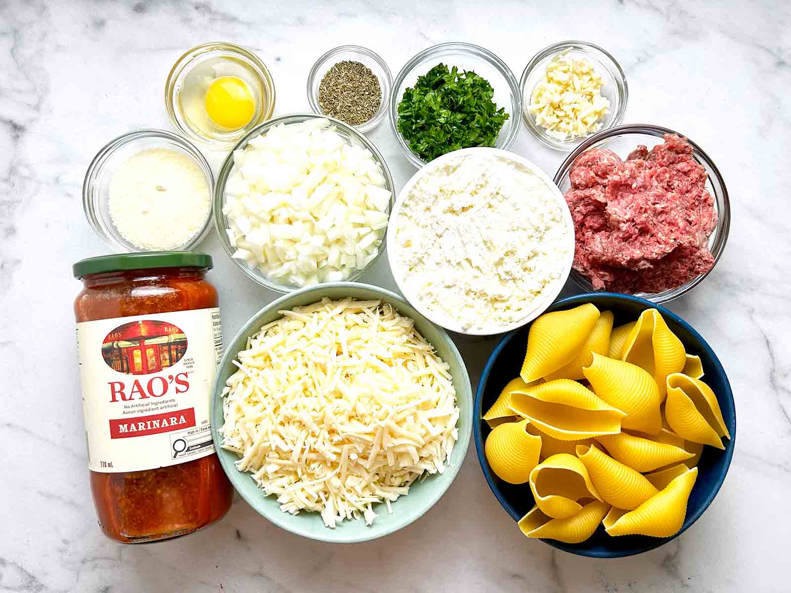 ingredients prepped in bowls.