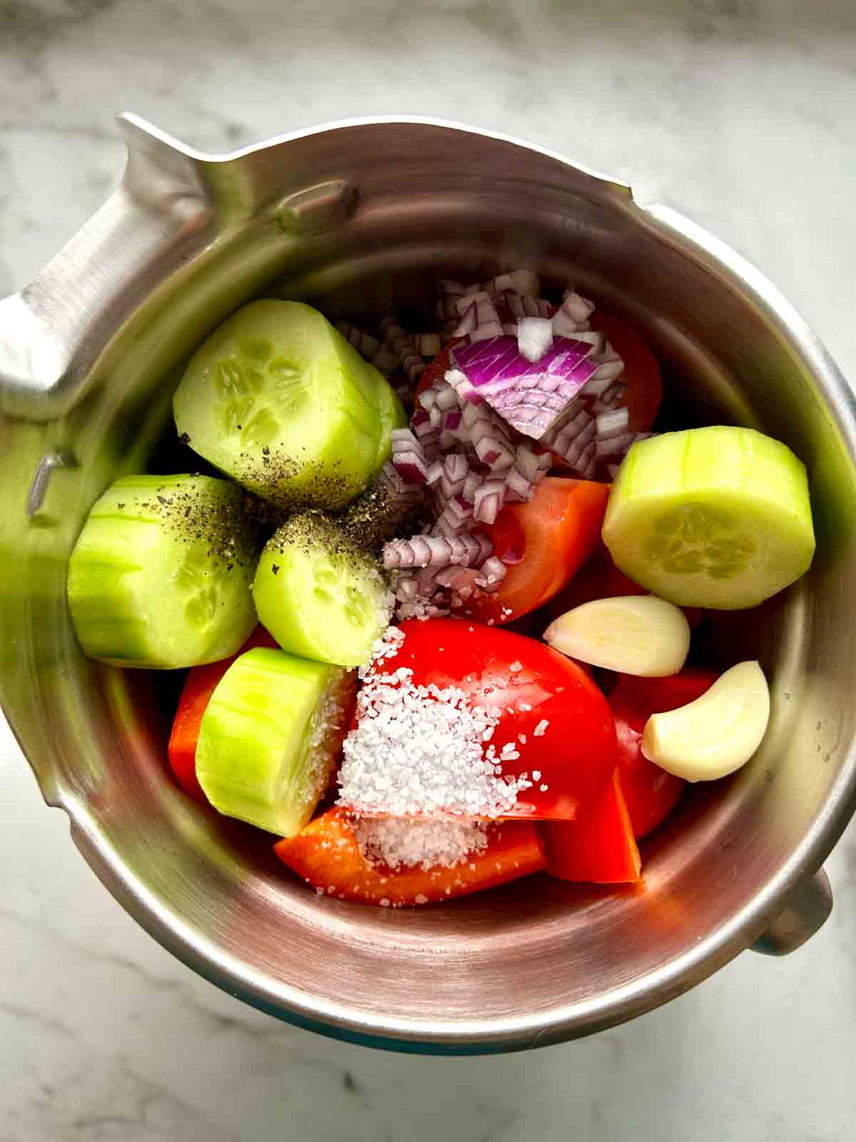 all ingredients aded to blender; unblended.