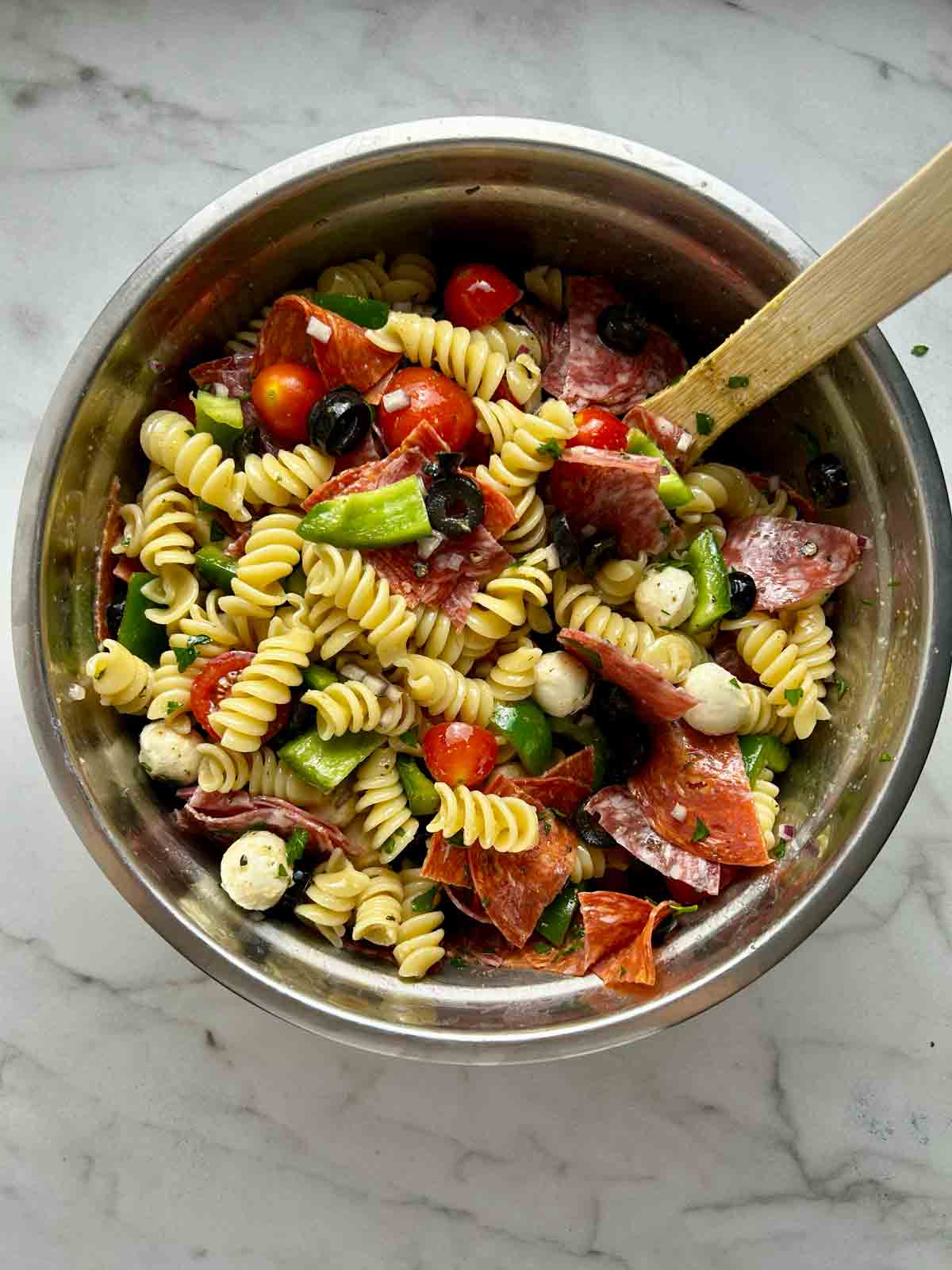 all ingredients mixed together in large bowl.