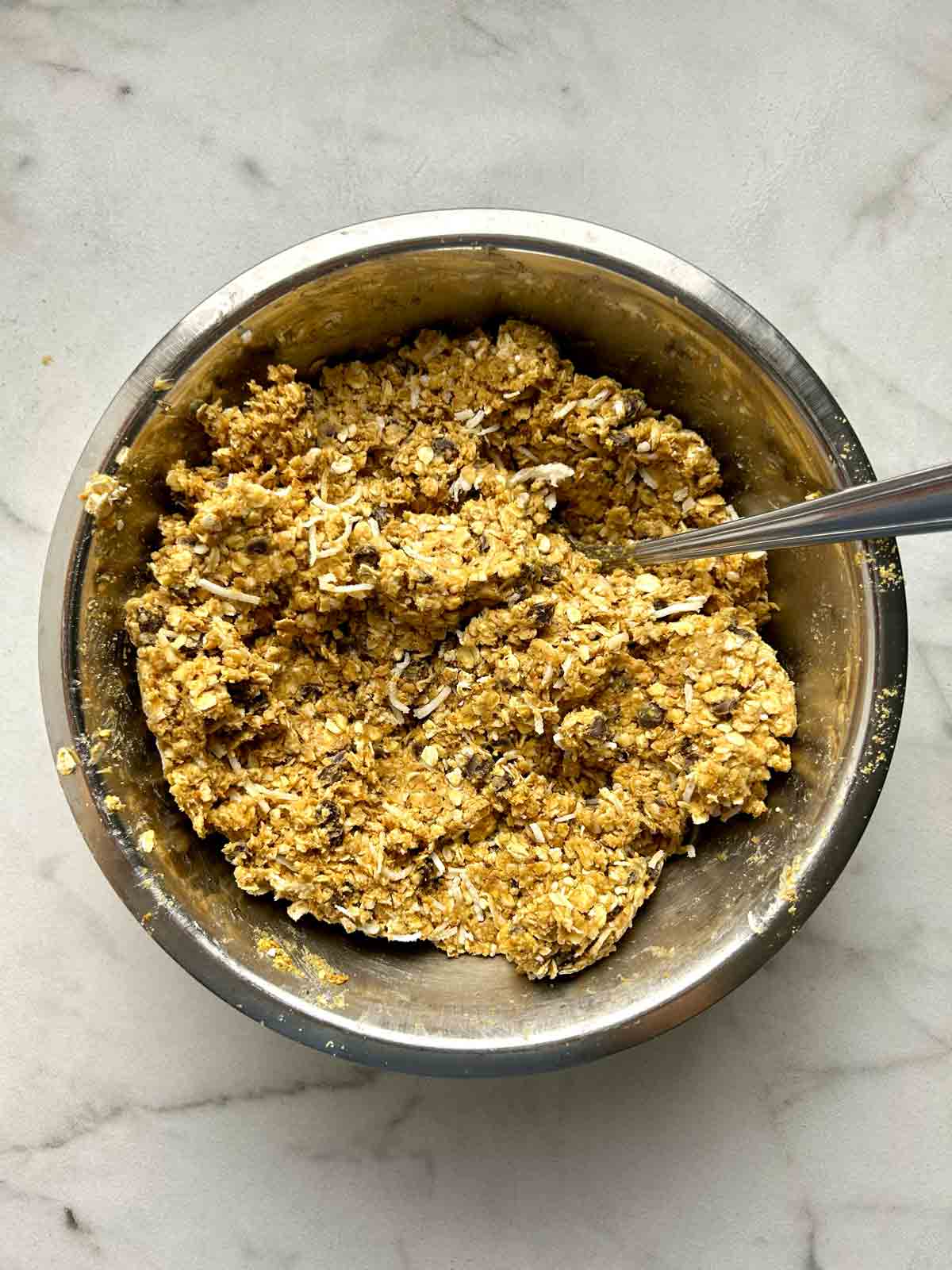 all ingredients mixed together in bowl.